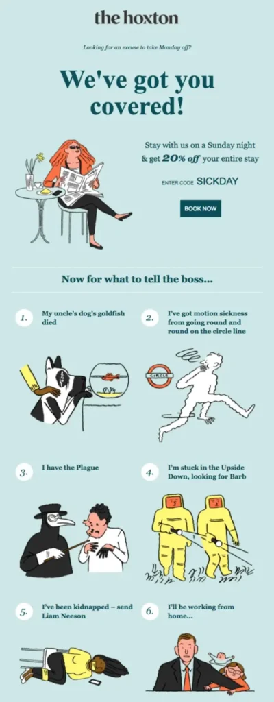 hoxton travel email marketing example